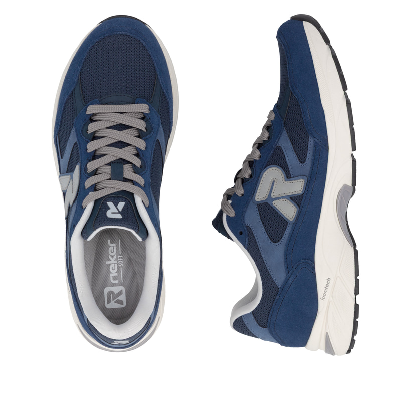 Blaue Rieker Sport Herren Sneaker Low U4201-14. Schuh von oben, liegend.