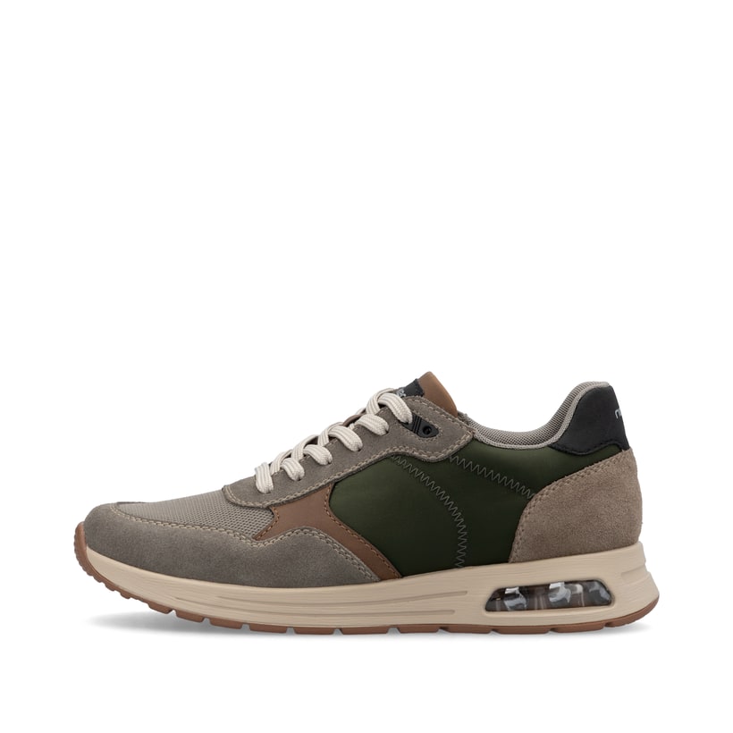 Beige Rieker Herren Sneaker Low B1000-60 mit Rieker Air Sohlenfenster. Schuh Außenseite.