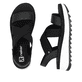 Schwarze Rieker Damen Riemchensandalen W3053-00 mit einem Gummizug. Schuh von oben, liegend.