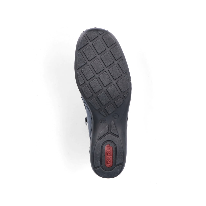 Dunkelblaue Rieker Damen Kurzstiefel 58386-14 aus Glattleder mit Reißverschluss. Schuh Laufsohle.