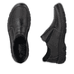 Mocassins Rieker noirs pour hommes 19961-03 avec bande élastique. Chaussure vue de dessus, couchée.