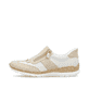 Grüne Rieker Damen Slipper N42G2-52 mit einer Gummischnürung. Schuh Außenseite gespiegelt.