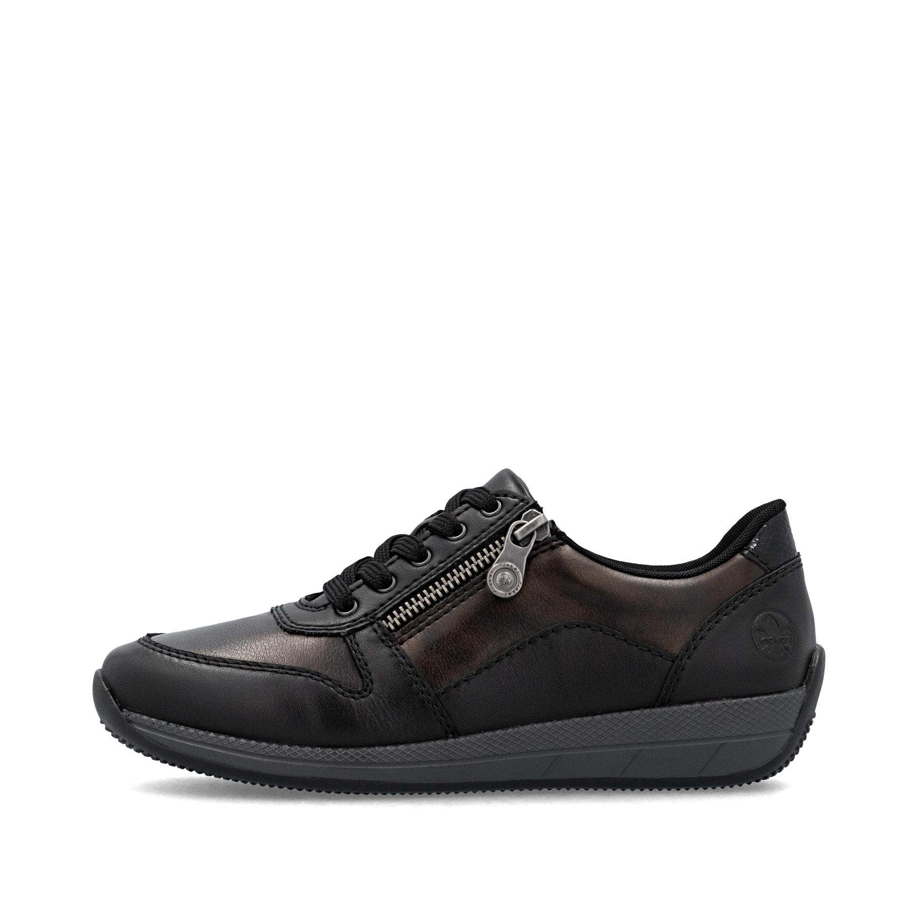 Baskets basses Rieker marron pour femme N1100-25 en cuir lisse. Côté extérieur de la chaussure.