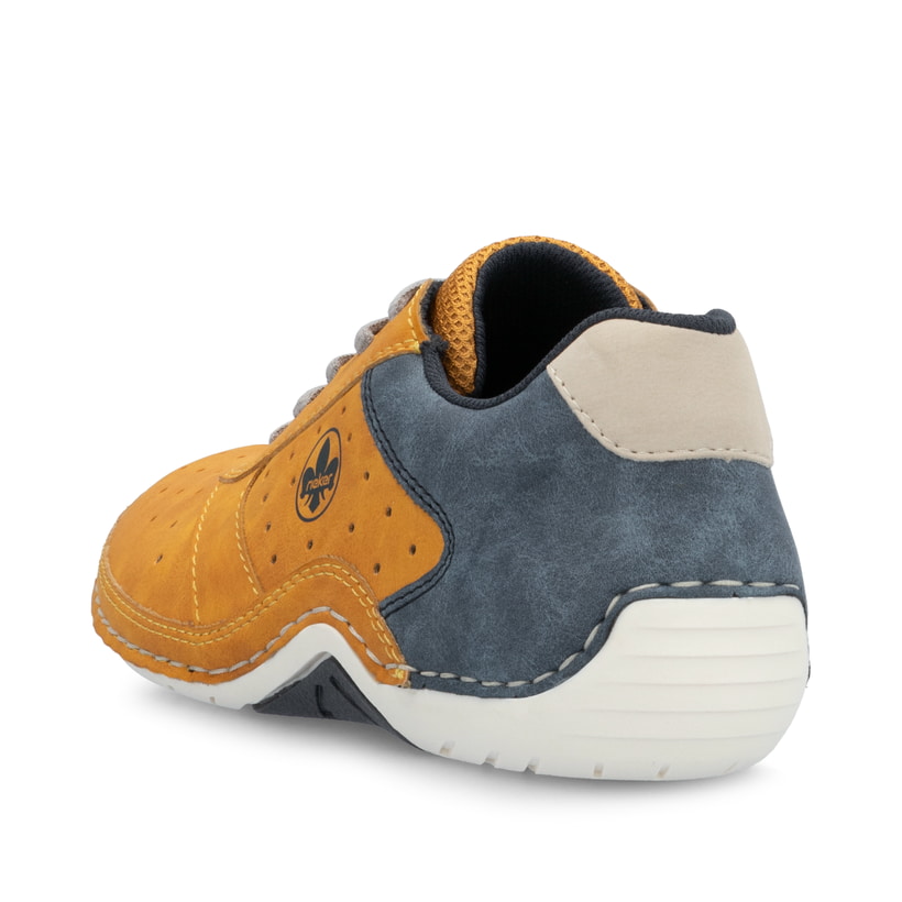 Gelbe Rieker Herren Schnürschuhe 07506-68, Barfußschuhe mit Komfortweite G 1/2. Schuh von hinten.