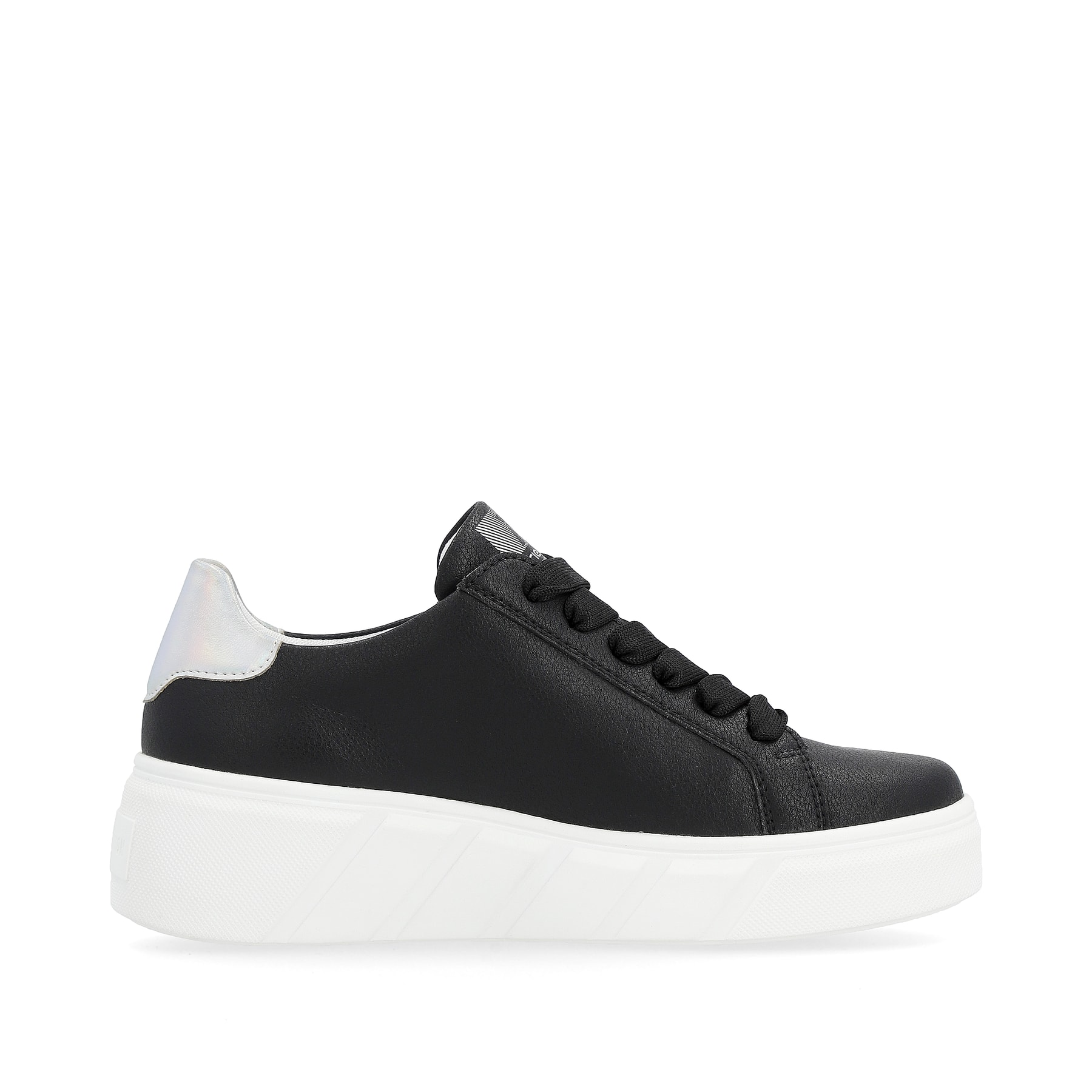 Schwarze Rieker Damen Sneaker Low W0505-00 mit einer dämpfenden Sohle. Schuh Innenseite.