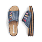 Blaue Rieker Damen Pantoletten 62970-14 mit einem Gummizug. Schuh von oben, liegend.