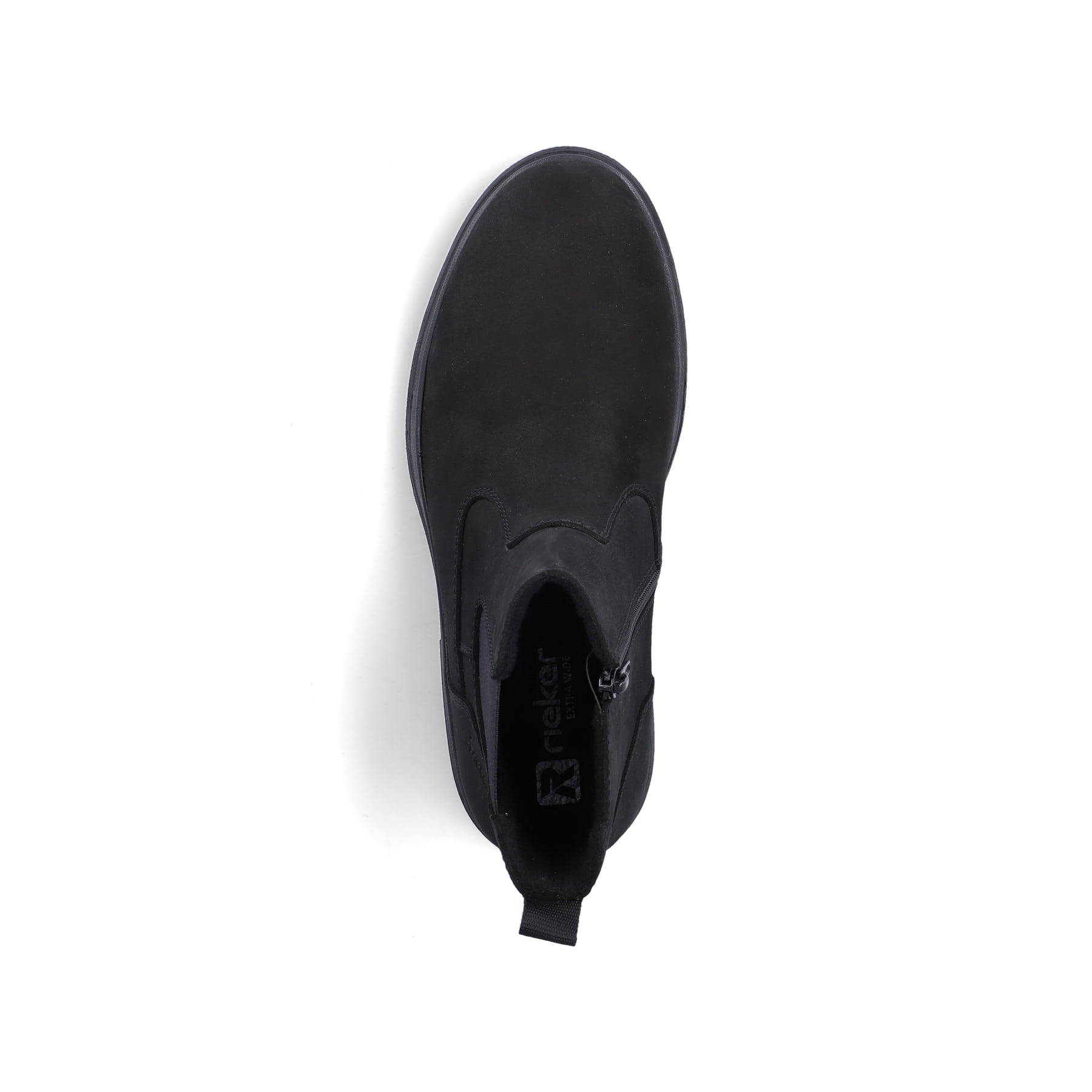Chelsea Boots Rieker noires pour homme F7051-00 en cuir suédé. Semelle extérieure de la chaussure.