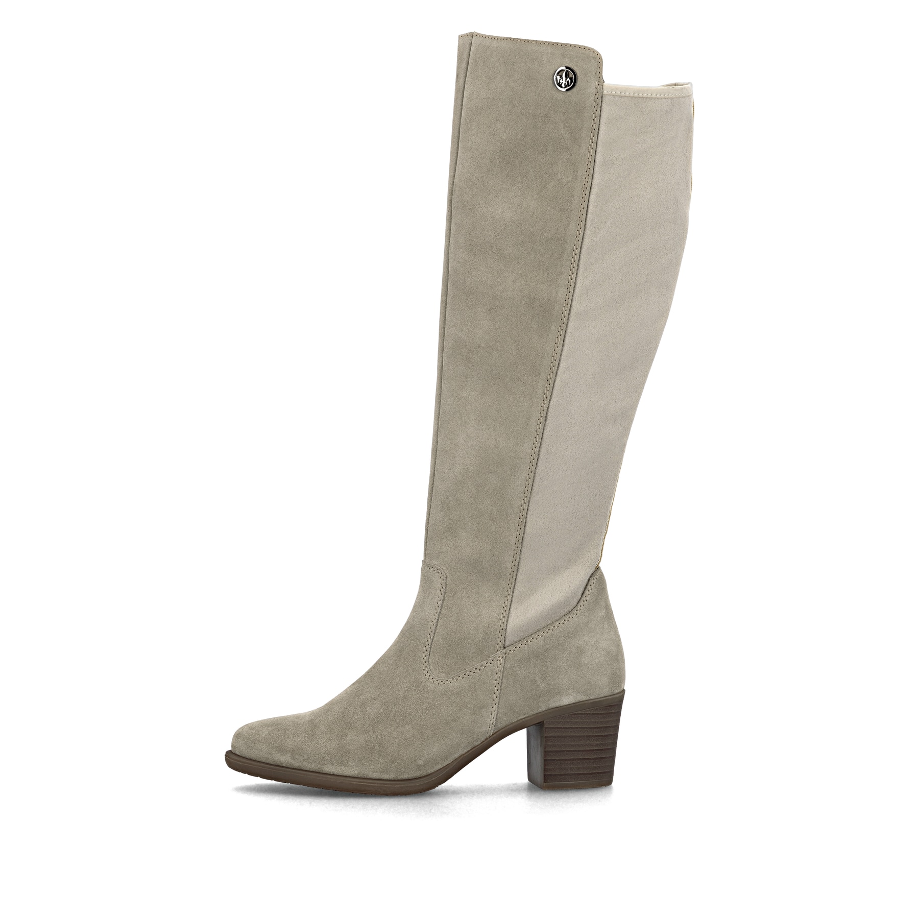 Beige Rieker Damen Hochschaftstiefel Y2050-60 mit einem Reißverschluss. Schuh Außenseite.