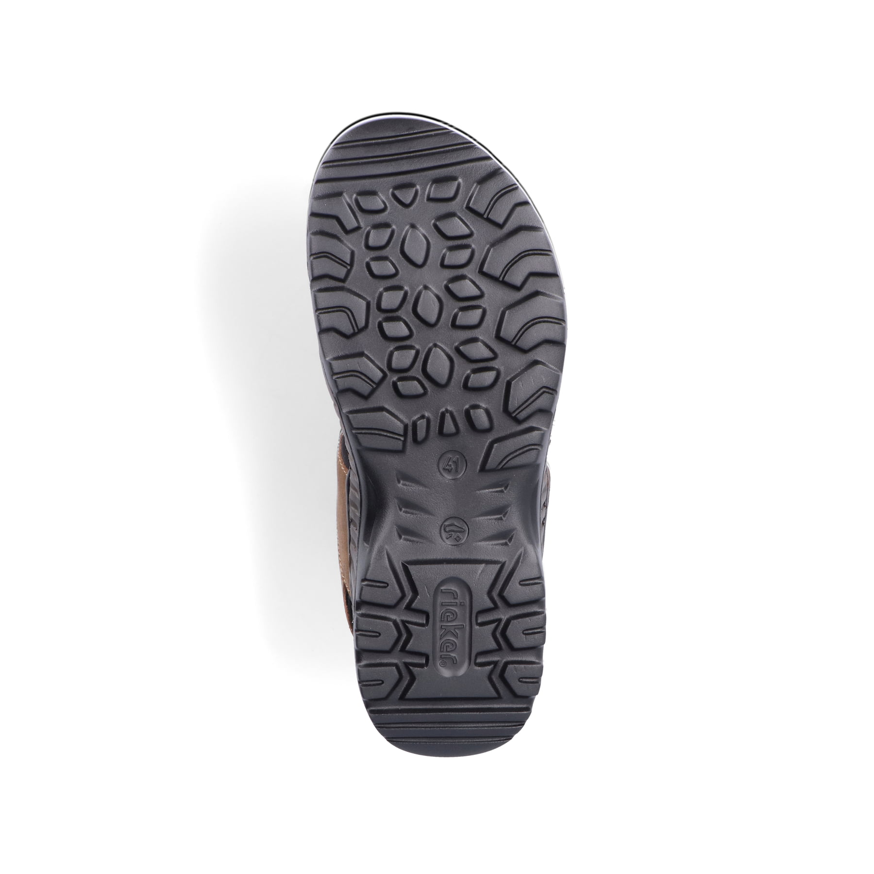 Kaffeebraune Rieker Herren Trekkingsandalen 21760-24 mit einem Klettverschluss. Schuh Laufsohle.