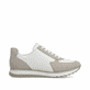 Weiße Rieker Damen Sneaker Low 49010-81 aus Rauleder mit einem Reißverschluss. Schuh Innenseite.