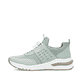 Grüne Rieker Damen Sneaker Low M6651-52 mit einem Gummizug sowie Extraweite H. Schuh Außenseite.