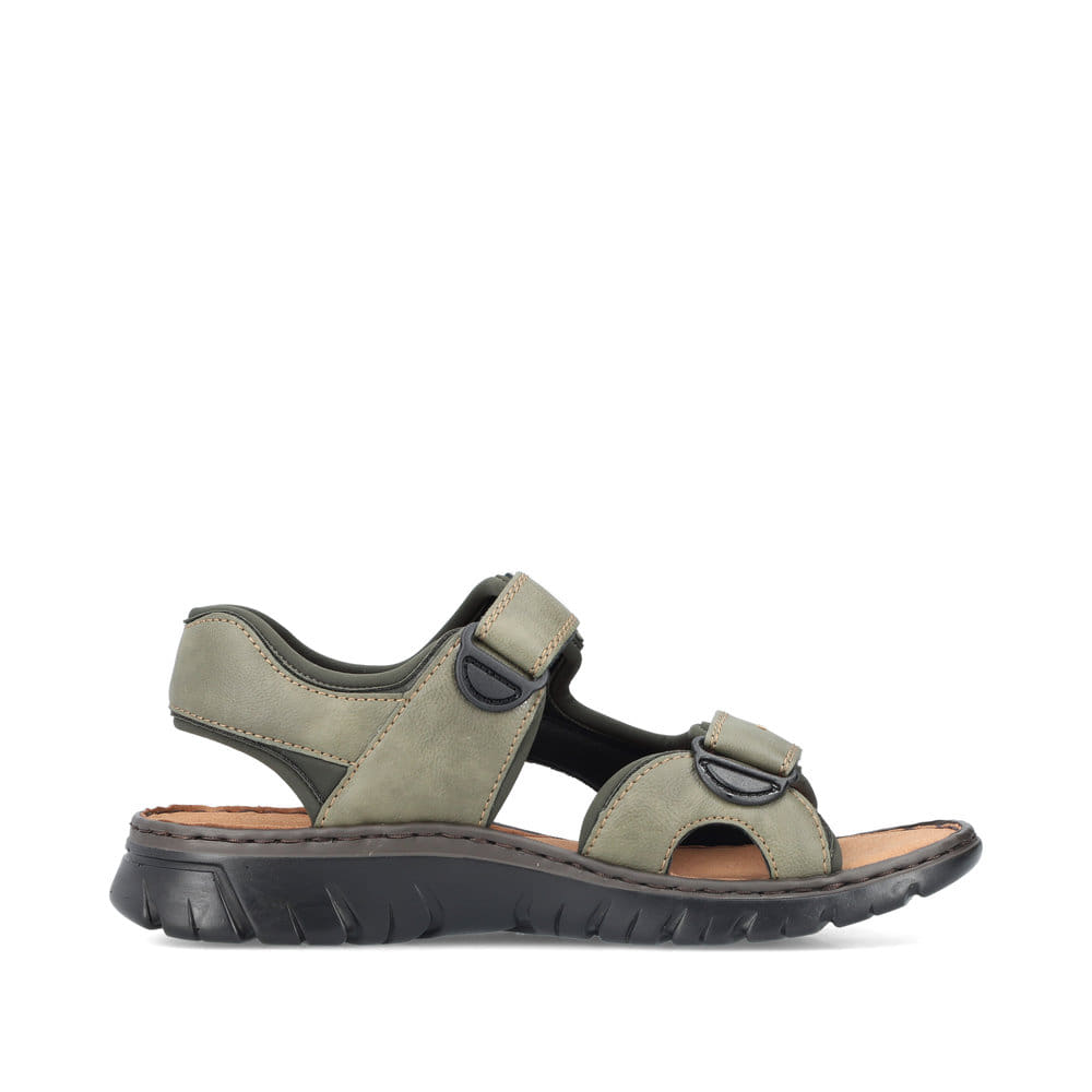 Grüne Rieker Herren Trekkingsandalen 26761-54 mit einem Klettverschluss. Schuh Innenseite.