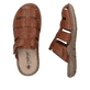 Braune Rieker Herren Pantoletten 22087-24 mit einem Klettverschluss. Schuh von oben, liegend.