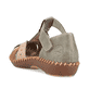 Grünbraune Rieker Damen Sandalen M1655-54, Barfußschuhe mit modernen Ziernähten. Schuh von hinten.