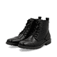 
Graphitschwarze Rieker Herren Schnürstiefel 33205-00 mit Schnürung und Reißverschluss. Schuhpaar schräg.