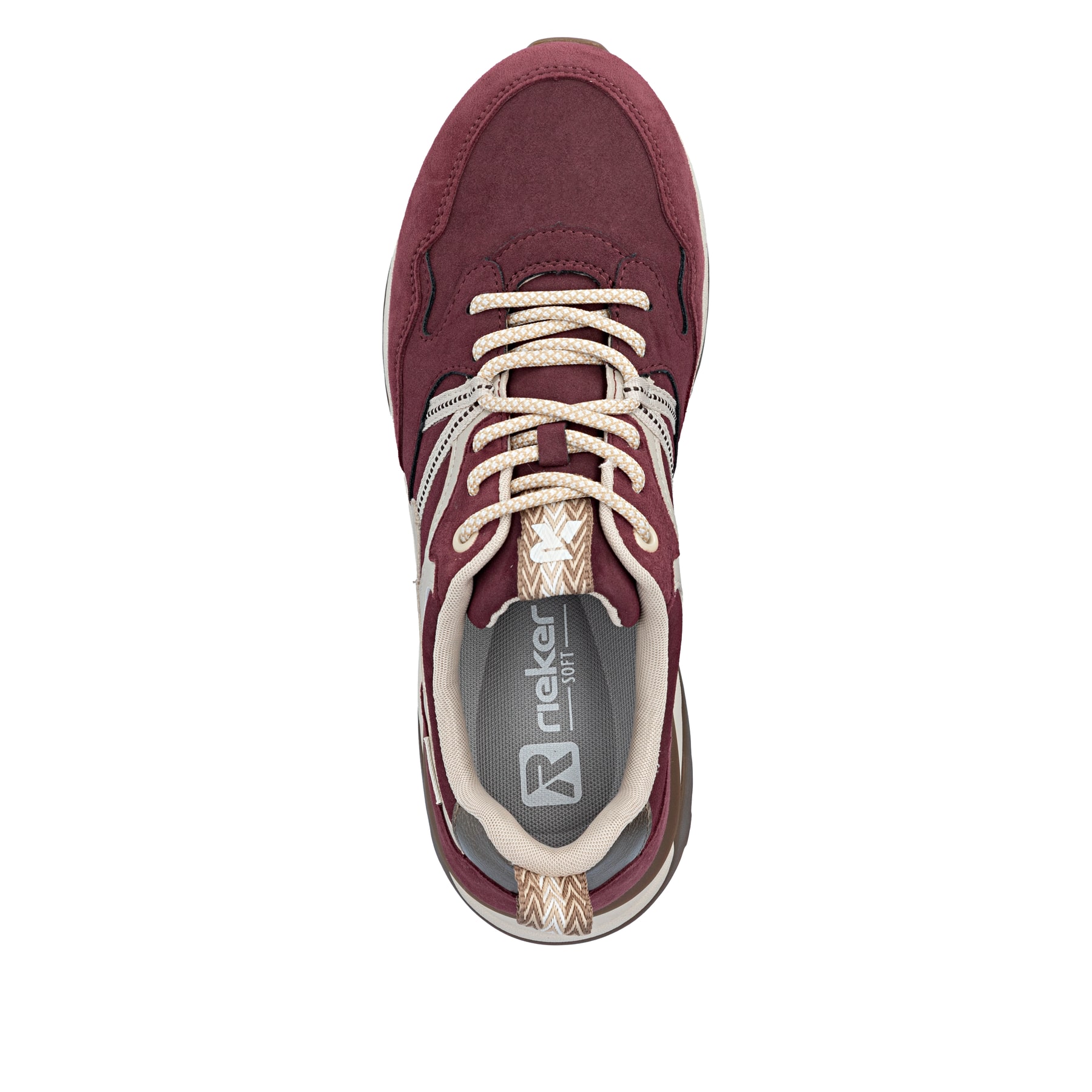 Baskets basses Rieker rouges pour femmes W2501-35 avec membrane RiekerTEX. Chaussure vue de dessus.