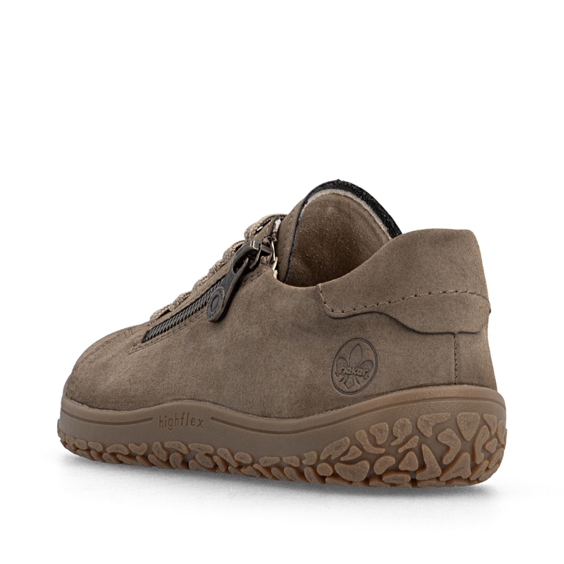 Chaussures à lacets Rieker marron femmes 52301-25 avec fermeture éclair. Chaussure vue de l'arrière.