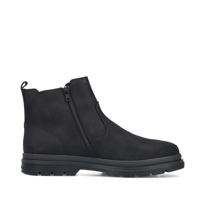 Schwarze Rieker Herren Chelsea Boots F7051-00 aus Rauleder mit Reißverschluss. Schuh Innenseite.