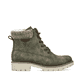 
Staubgraue Rieker Damen Stiefeletten Y9071-40 mit einer Profilsohle mit Blockabsatz. Schuh seitlich schräg