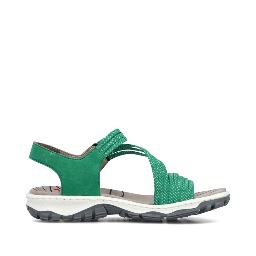 Grüne Rieker Damen Trekkingsandalen 68871-52 mit einem Klettverschluss. Schuh Innenseite.