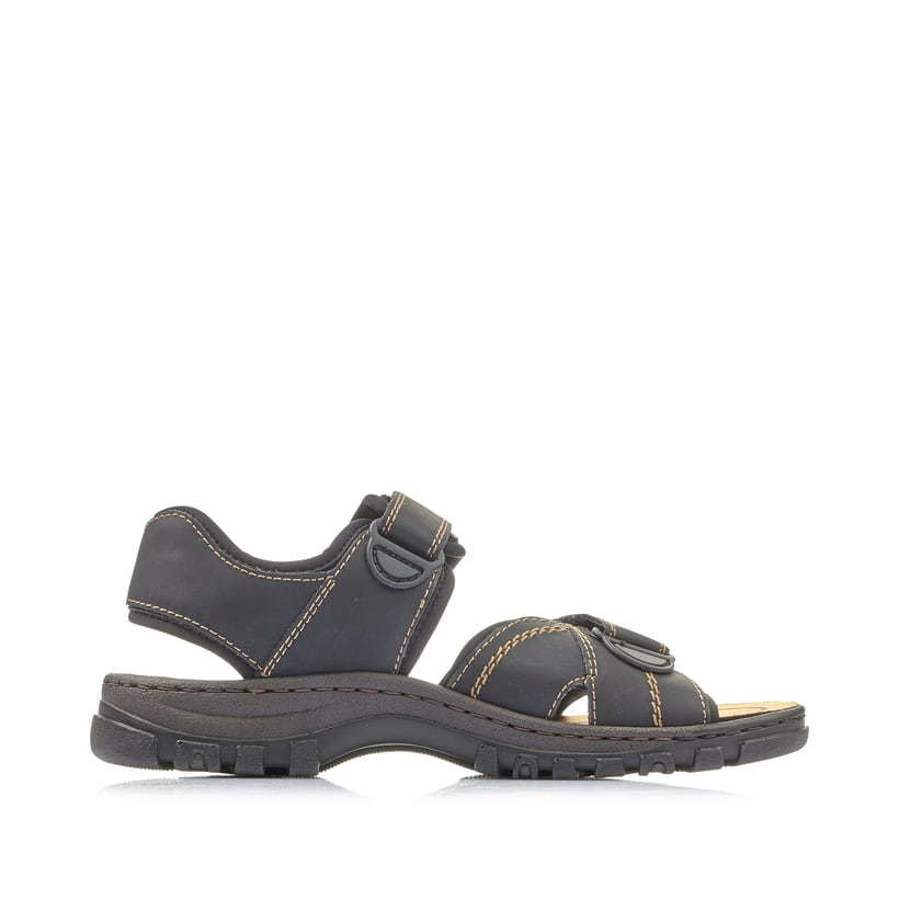 Schwarze Rieker Herren Trekkingsandalen 25051-01 mit einem Klettverschluss. Schuh Innenseite.