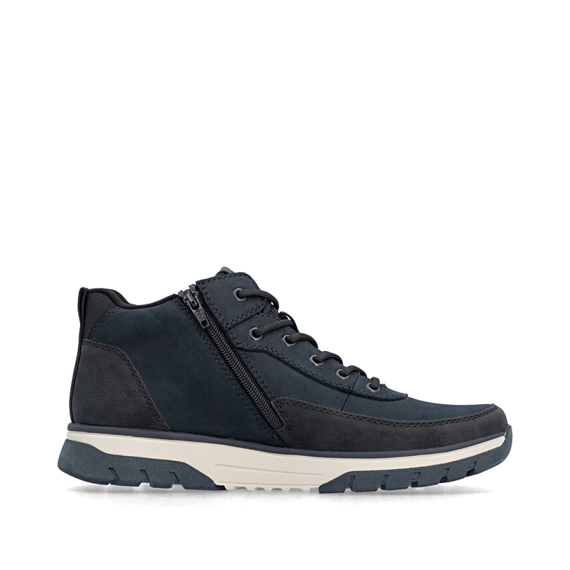 Dunkelblau-schwarze Rieker Herren Sneaker High B9303-14 aus Rauleder. Schuh Innenseite.