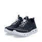 Baskets basses Rieker bleues végétaliennes pour femme M6062-14. Chaussures inclinées sur le côté.