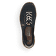 Blaue Rieker Damen Slipper N4263-14 mit Deko-Reißverschluss sowie einem Gummizug. Schuh von oben.