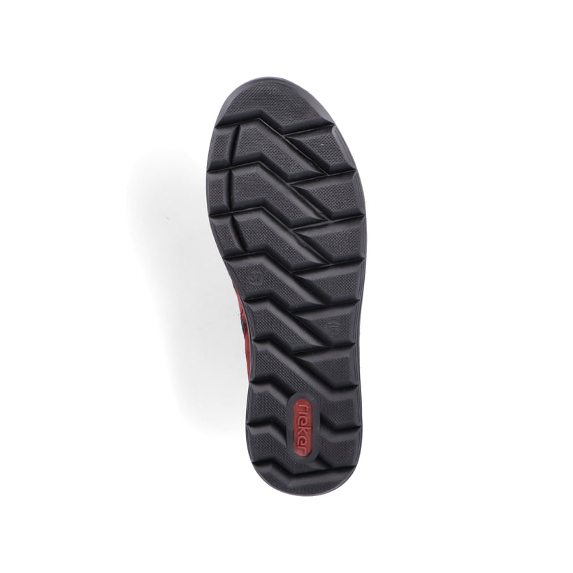 Rote Rieker Damen Schnürstiefel Z0022-35 aus Rauleder mit einem Reißverschluss. Schuh Laufsohle.
