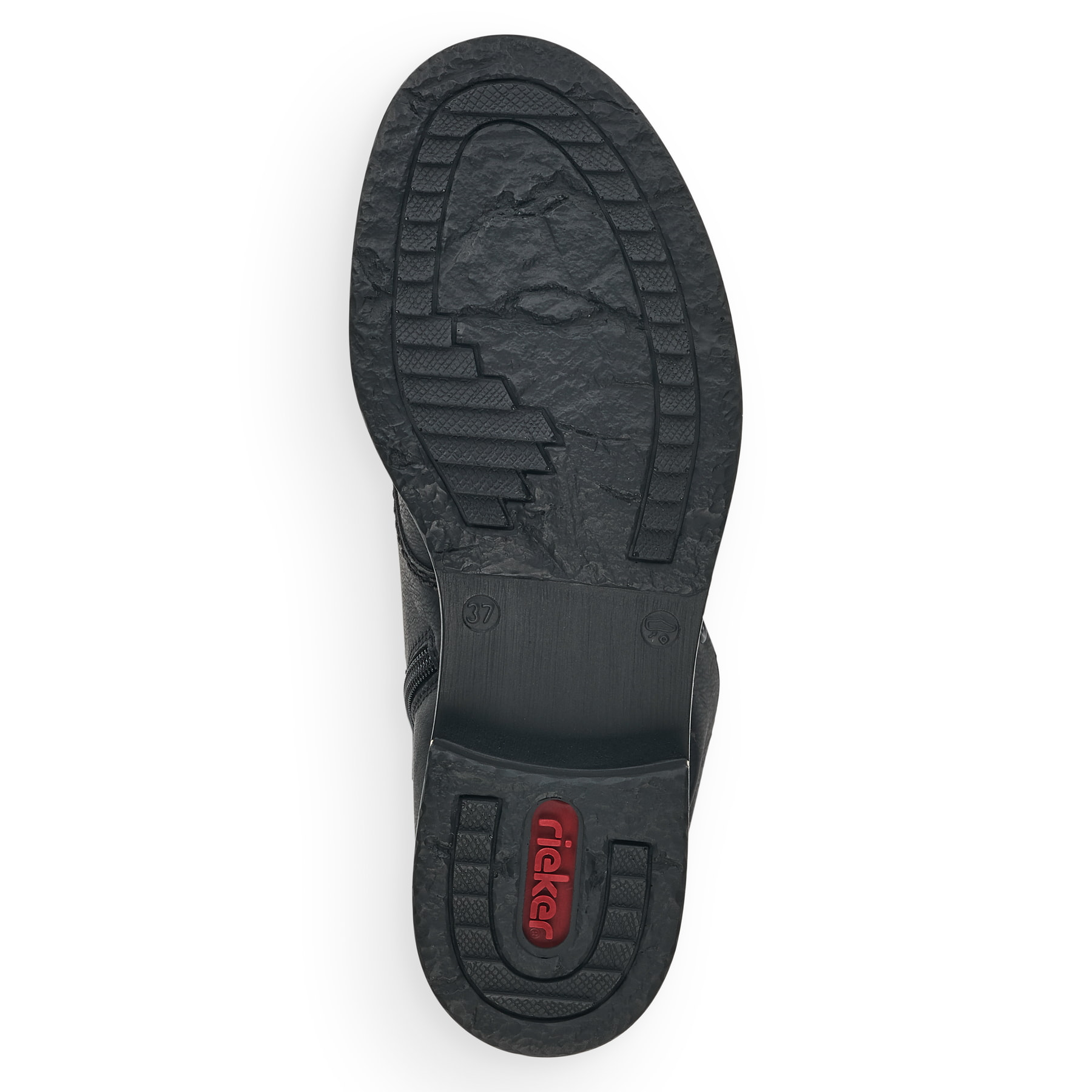 Schwarze Rieker Damen Schnürstiefel 71229-02 mit einem Reißverschluss. Schuh Laufsohle.