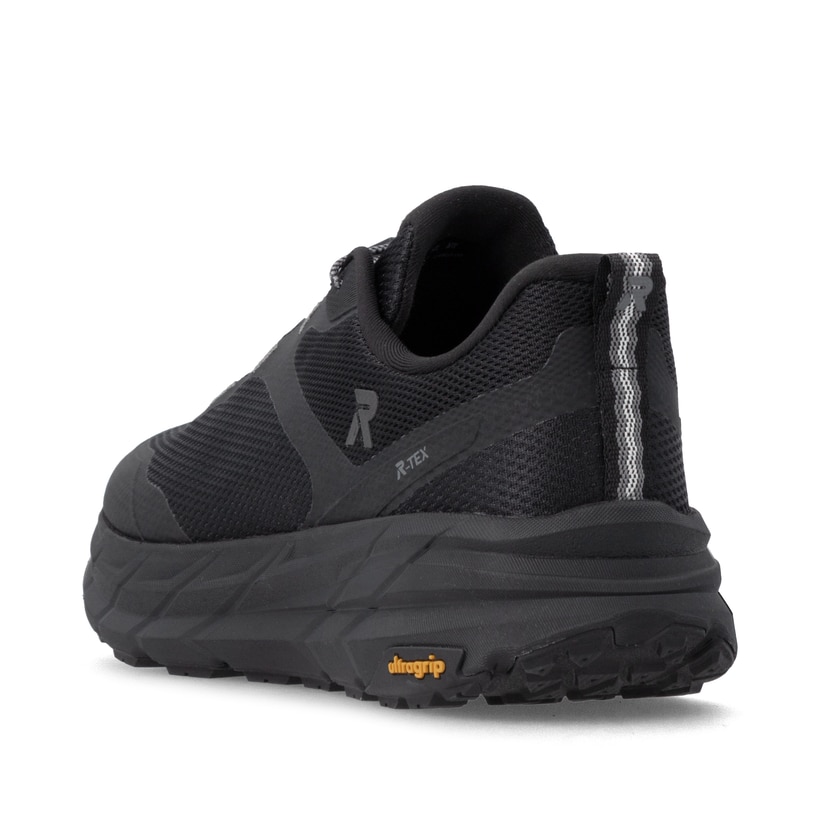 Schwarze Rieker Sport Herren Sneaker Low U4502-00. Schuh von hinten.
