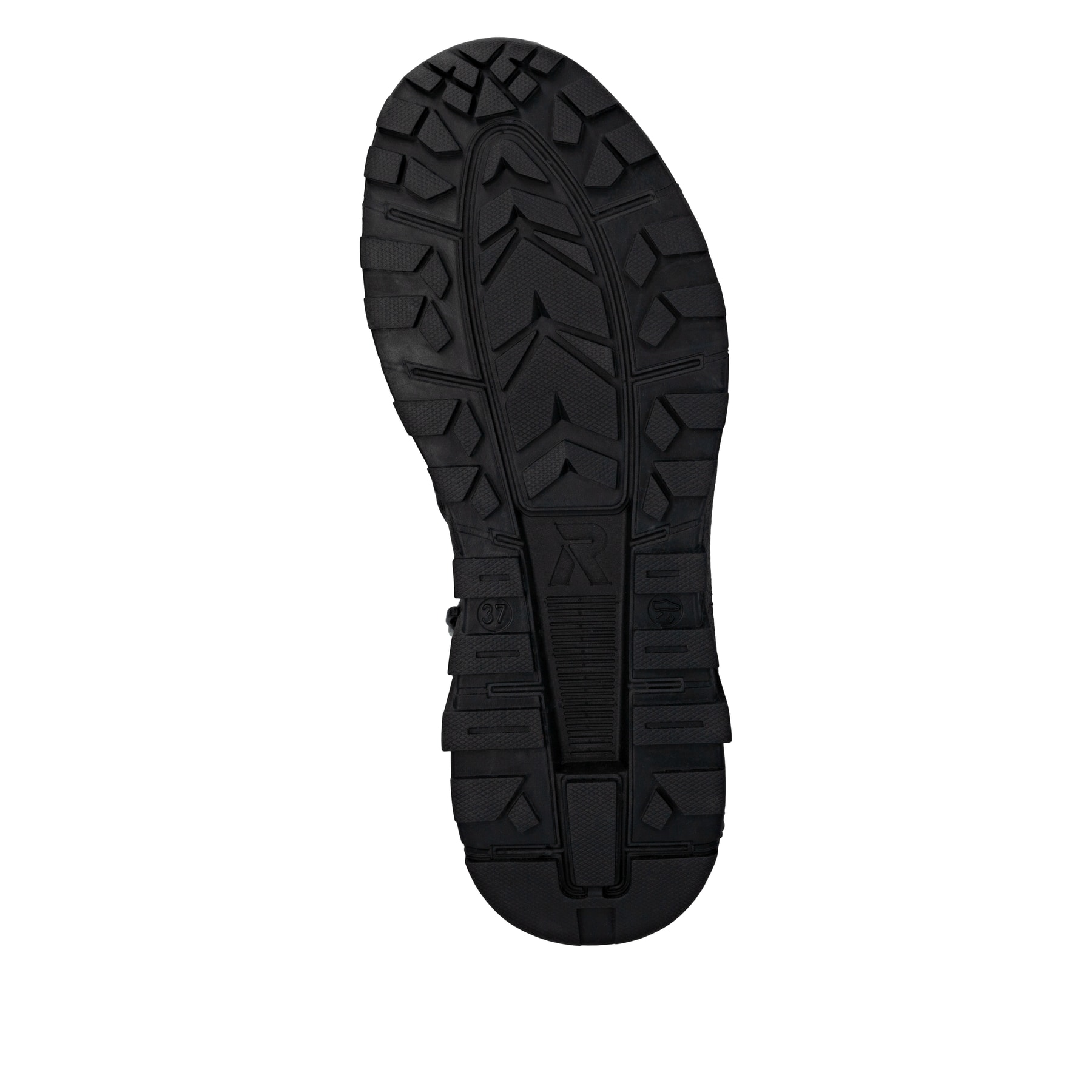 Schwarze Rieker Damen Schnürstiefel W0063-02 mit wasserabweisender TEX-Membran. Schuh Laufsohle.