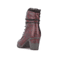 Bordeauxrote Rieker Damen Schnürstiefel 96030-35 mit einem Reißverschluss. Schuh von hinten.