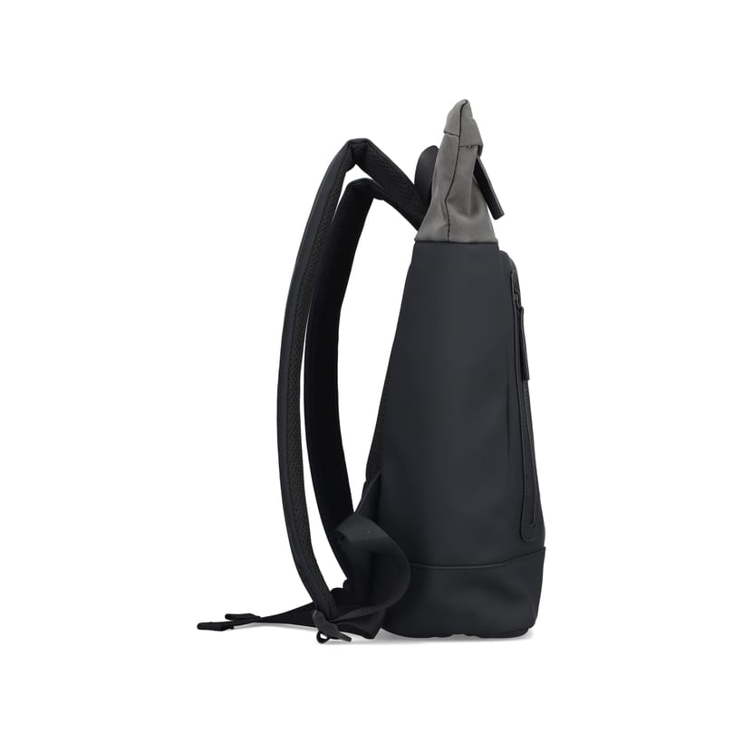 Sac à dos Rieker H5101-01 en noir en similicuir. Côté droit.