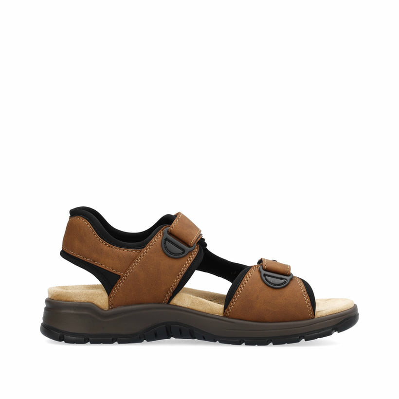 Braune Rieker Herren Trekkingsandalen 26955-24 mit einem Klettverschluss. Schuh Innenseite.