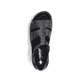 Schwarze Rieker Damen Riemchensandalen 64865-01 mit einem Klettverschluss. Schuh von oben.