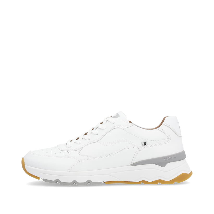 Weiße Rieker Herren Sneaker Low U0901-80 mit super leichter und flexibler Sohle. Schuh Außenseite.