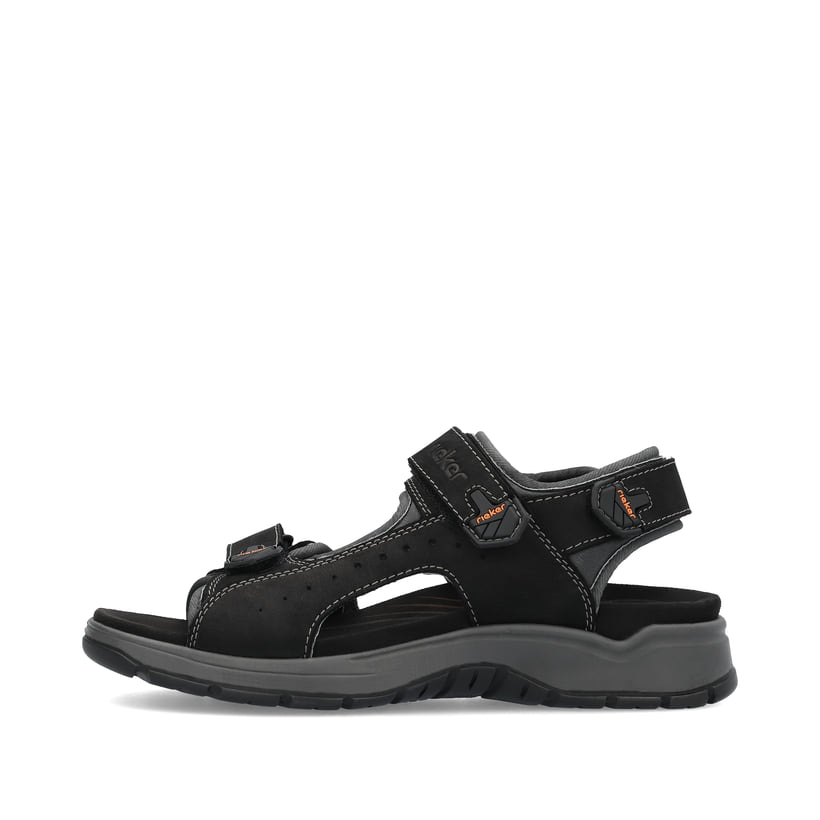 Schwarze Rieker Herren Trekkingsandalen 26951-00 mit einem Klettverschluss. Schuh Außenseite.