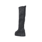 Schwarze Rieker Damen Hochschaftstiefel Z8990-00 mit einem Reißverschluss. Schuh von hinten.