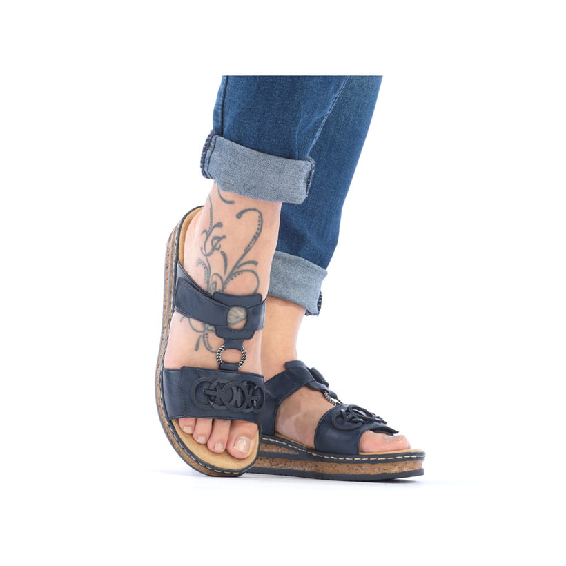 Rieker Femme 62936 Sandale Confortable En Cuir Synthétique Avec Semelle Amorti Et Velcro