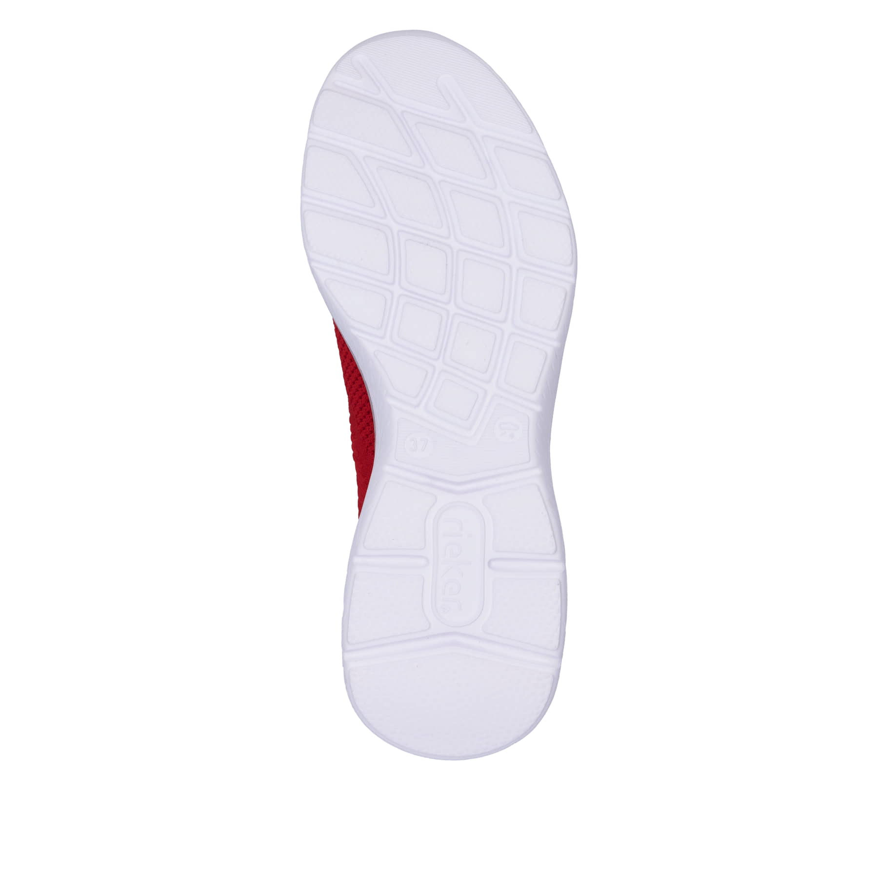 Rote Rieker Damen Slipper M5074-33 mit Gummizug sowie einer ultraleichten Sohle. Schuh Laufsohle.