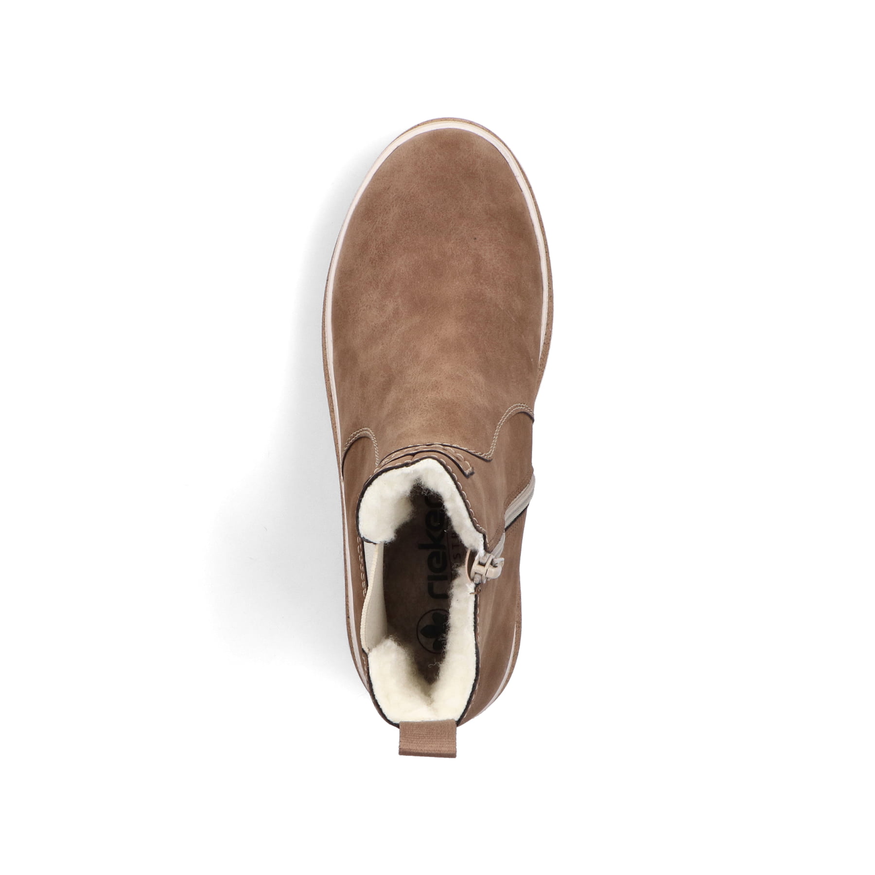Hellbraune Rieker Damen Chelsea Boots Y6260-24 mit einem Reißverschluss. Schuh Laufsohle.