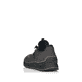 Graue Rieker Damen Slipper 51568-45 mit Gummischnürung sowie geprägtem Logo. Schuh von hinten.