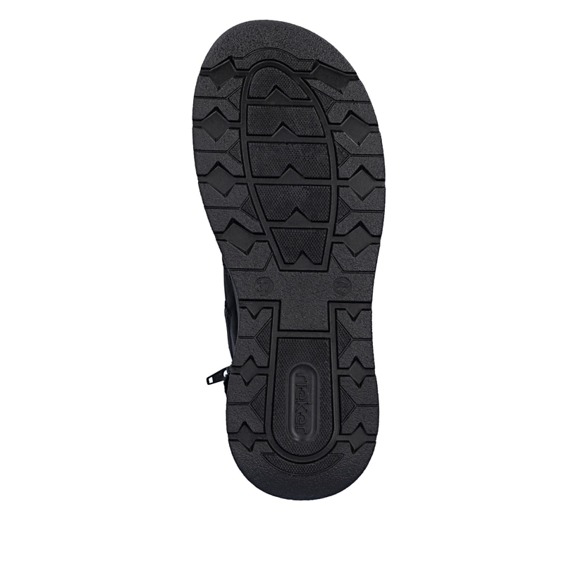 Schwarze Rieker Damen Schnürstiefel 44555-00 mit Rieker Air Sohlenfenster. Schuh Laufsohle.