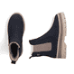 Dunkelblau-beige Rieker Damen Chelsea Boots Y6260-14 mit einem Reißverschluss. Schuh von oben, liegend.