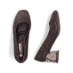 Braune Rieker Pumps 44750-25 aus Rauleder mit einer griffigen Sohle. Schuh von oben, liegend.