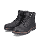 Schwarze Rieker Herren Schnürstiefel F3600-00 mit wasserabweisender TEX-Membran. Schuhpaar seitlich schräg.