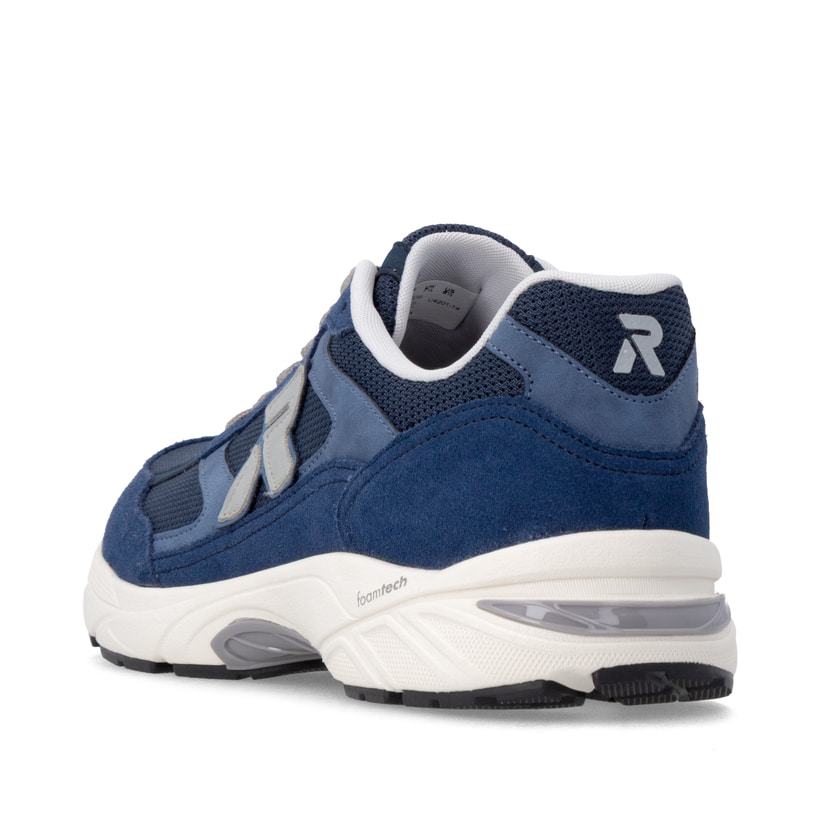 Blaue Rieker Sport Herren Sneaker Low U4201-14. Schuh von hinten.