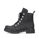
Tiefschwarze Rieker Damen Biker Boots Y2422-01 mit einer robusten Profilsohle. Schuh Außenseite