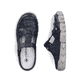 Dunkelblaue Rieker Damen Clogs L0396-14 aus Glattleder mit raffinierten Cut-Outs. Schuh von oben, liegend.